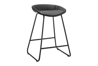 Set of 2 Shangri-La Valencia Faux Leather Counter Stools - Black/Black