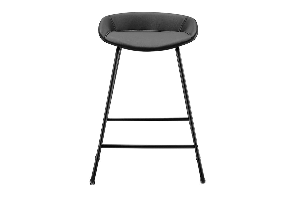 Set of 2 Shangri-La Valencia Faux Leather Counter Stools (Black/Black)