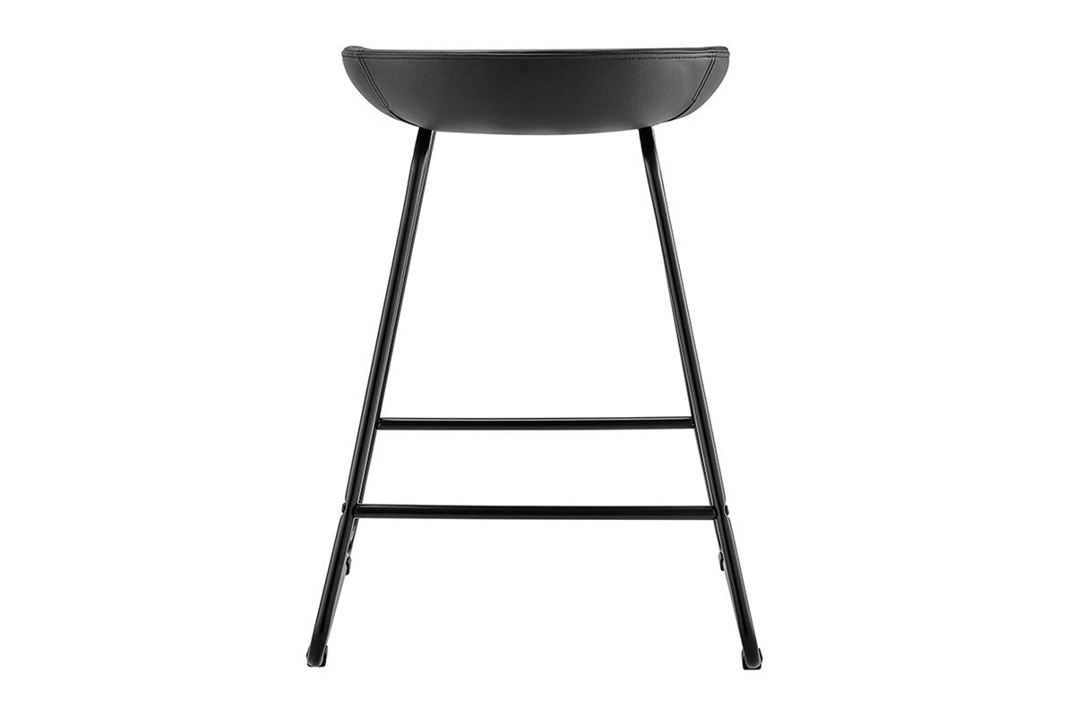 Set of 2 Shangri-La Valencia Faux Leather Counter Stools (Black/Black)