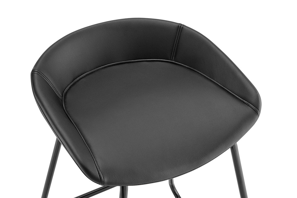 Set of 2 Shangri-La Valencia Faux Leather Counter Stools (Black/Black)
