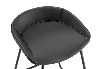 Set of 2 Shangri-La Valencia Faux Leather Counter Stools (Black/Black)