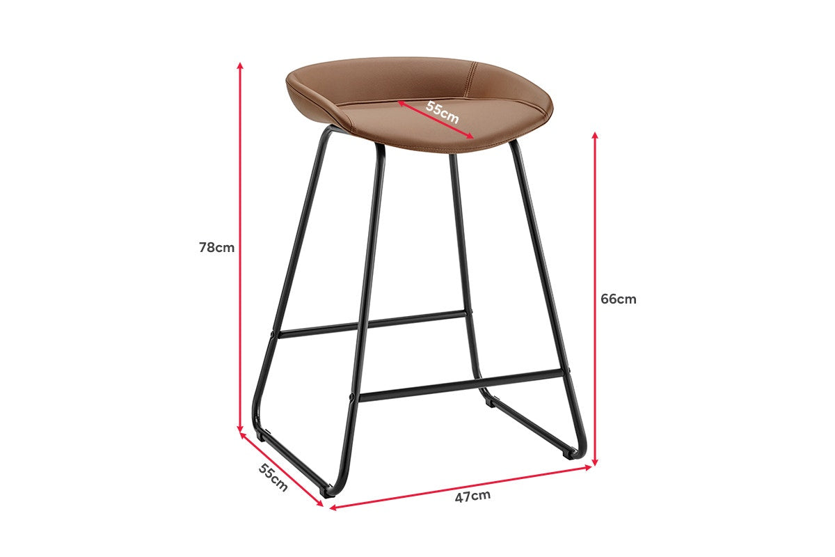 Set of 2 Shangri-La Valencia Faux Leather Counter Stools (Tan/Black)