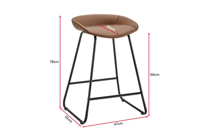 Set of 2 Shangri-La Valencia Faux Leather Counter Stools (Tan/Black)