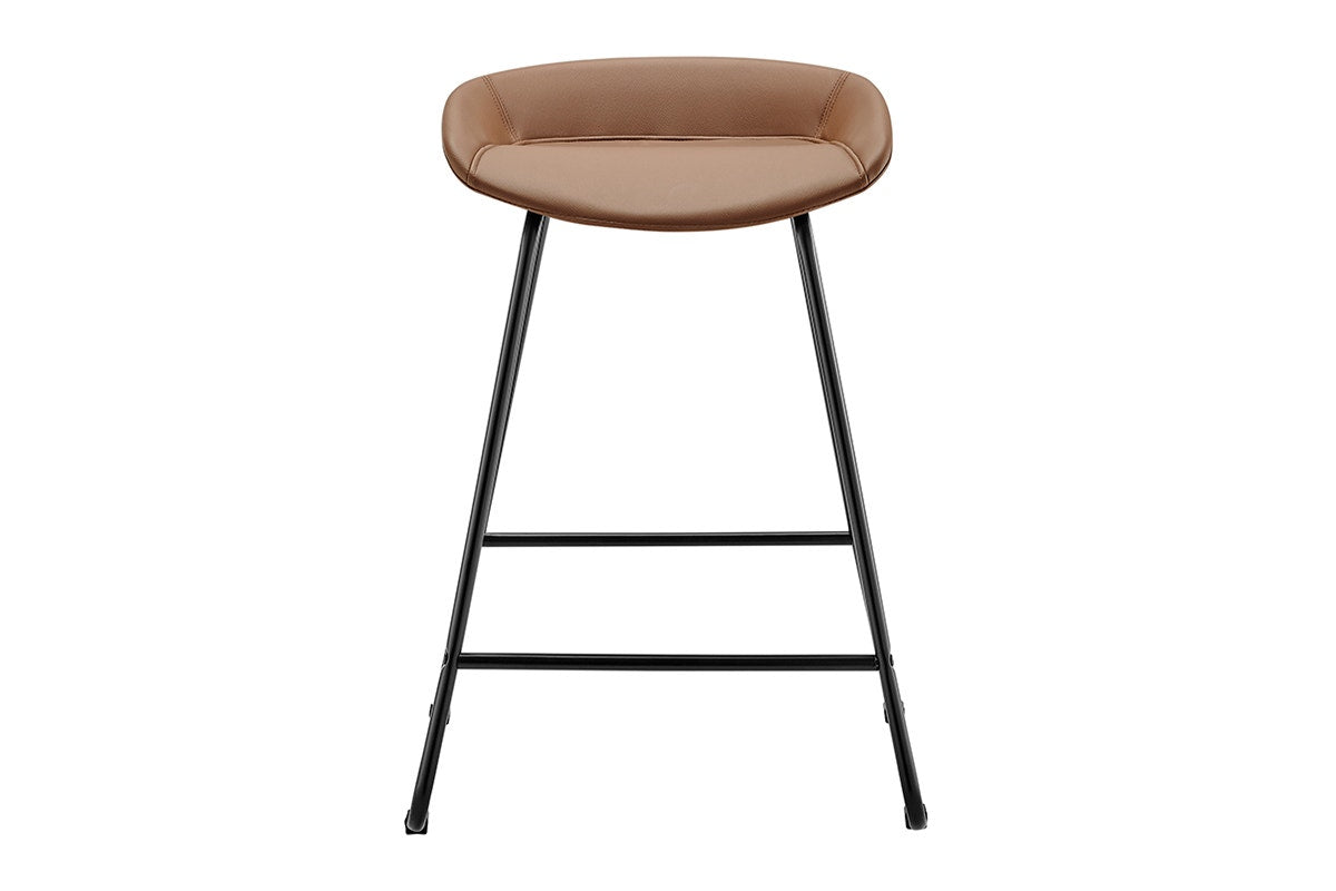 Set of 2 Shangri-La Valencia Faux Leather Counter Stools (Tan/Black)