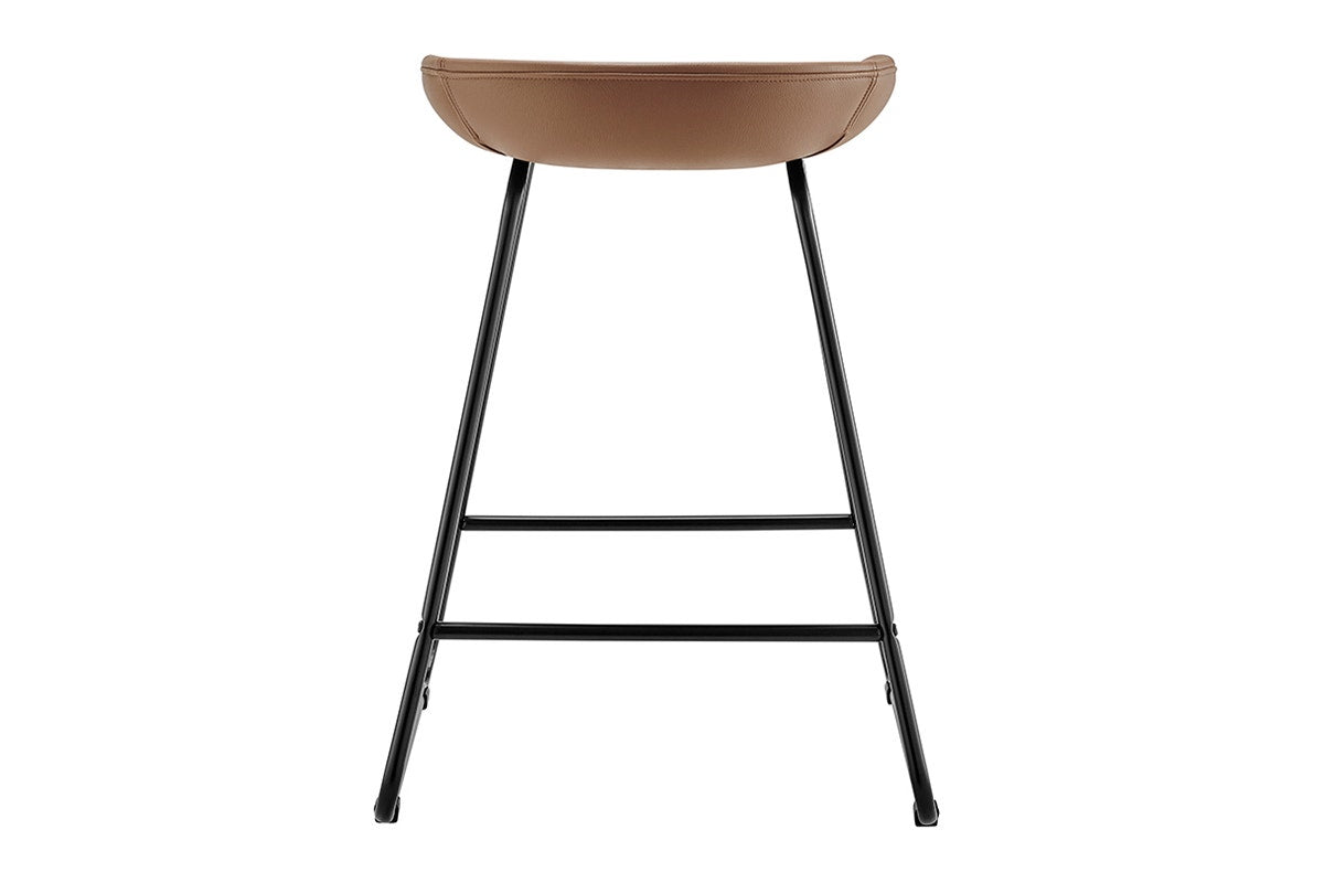 Set of 2 Shangri-La Valencia Faux Leather Counter Stools (Tan/Black)