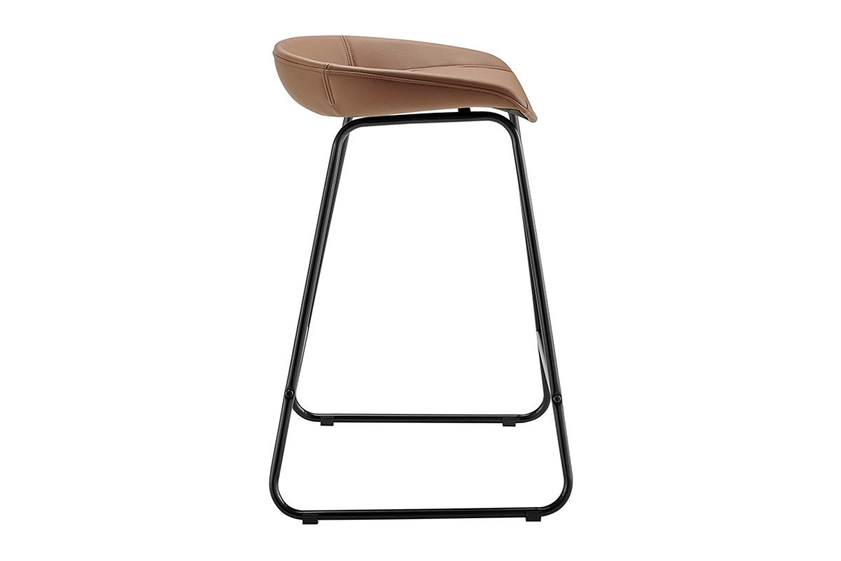 Set of 2 Shangri-La Valencia Faux Leather Counter Stools (Tan/Black)