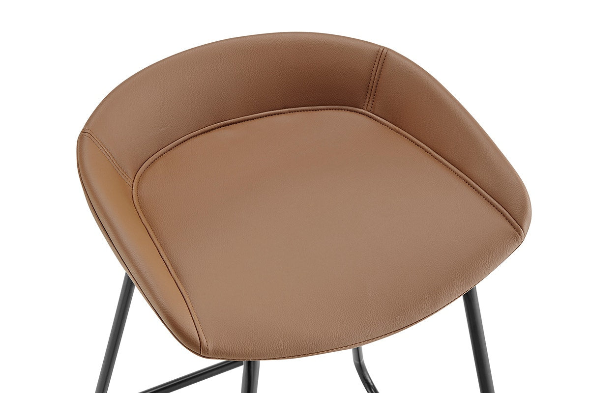 Set of 2 Shangri-La Valencia Faux Leather Counter Stools (Tan/Black)