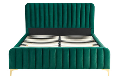 Shangri-La Victoria Velvet Bed Frame - Emerald, Queen