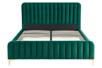 Shangri-La Victoria Velvet Bed Frame (Emerald, Queen)