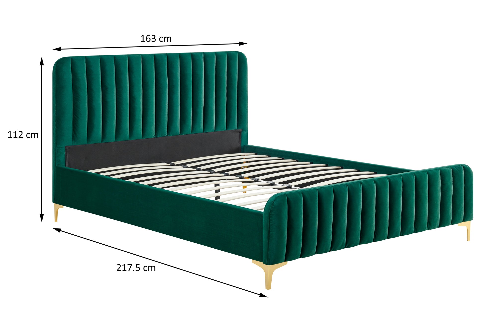 Shangri-La Victoria Velvet Bed Frame (Emerald, Queen)