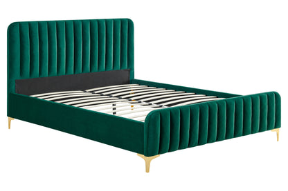 Shangri-La Victoria Velvet Bed Frame (Emerald, Queen)