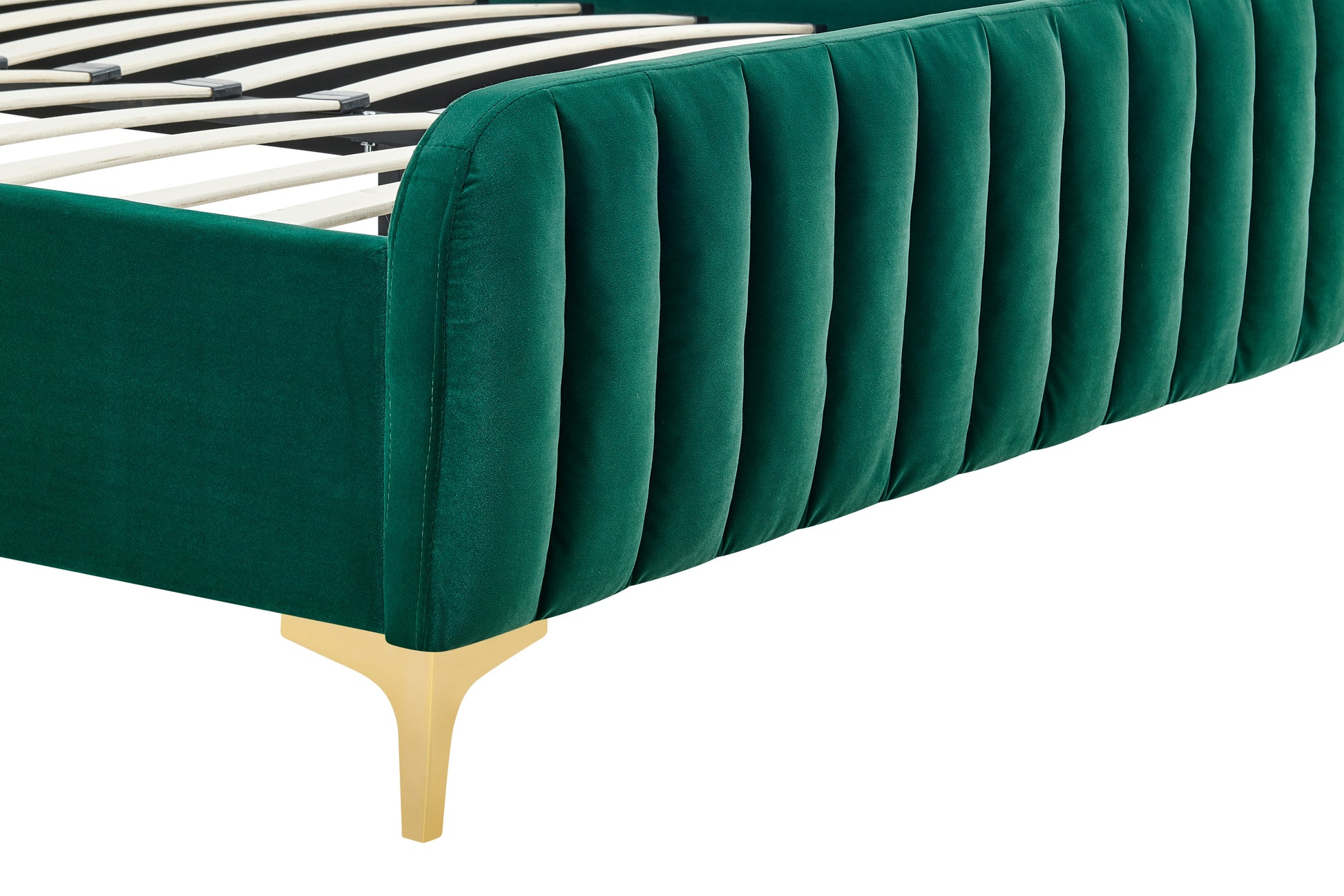 Shangri-La Victoria Velvet Bed Frame (Emerald, Queen)