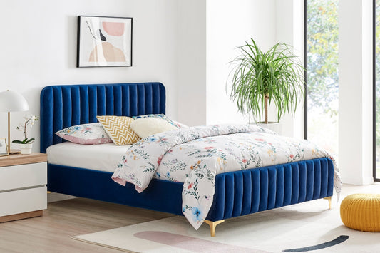 Shangri-La Victoria Velvet Bed (Queen; Navy)