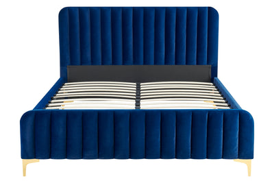 Shangri-La Victoria Velvet Bed - Queen - Navy