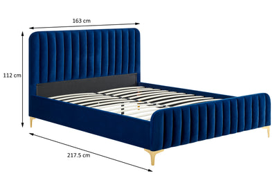 Shangri-La Victoria Velvet Bed - Queen - Navy