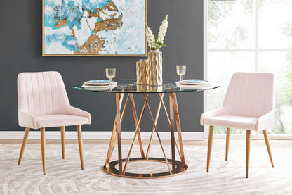 Shangri-La Fremantle Set of 2 Velvet Dining Chairs (Blush)