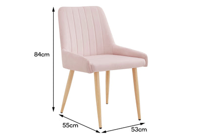 Shangri-La Fremantle Set of 2 Velvet Dining Chairs (Blush)