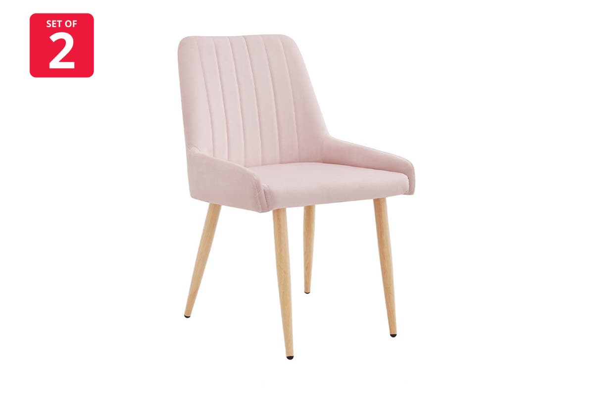 Shangri-La Fremantle Set of 2 Velvet Dining Chairs (Blush)