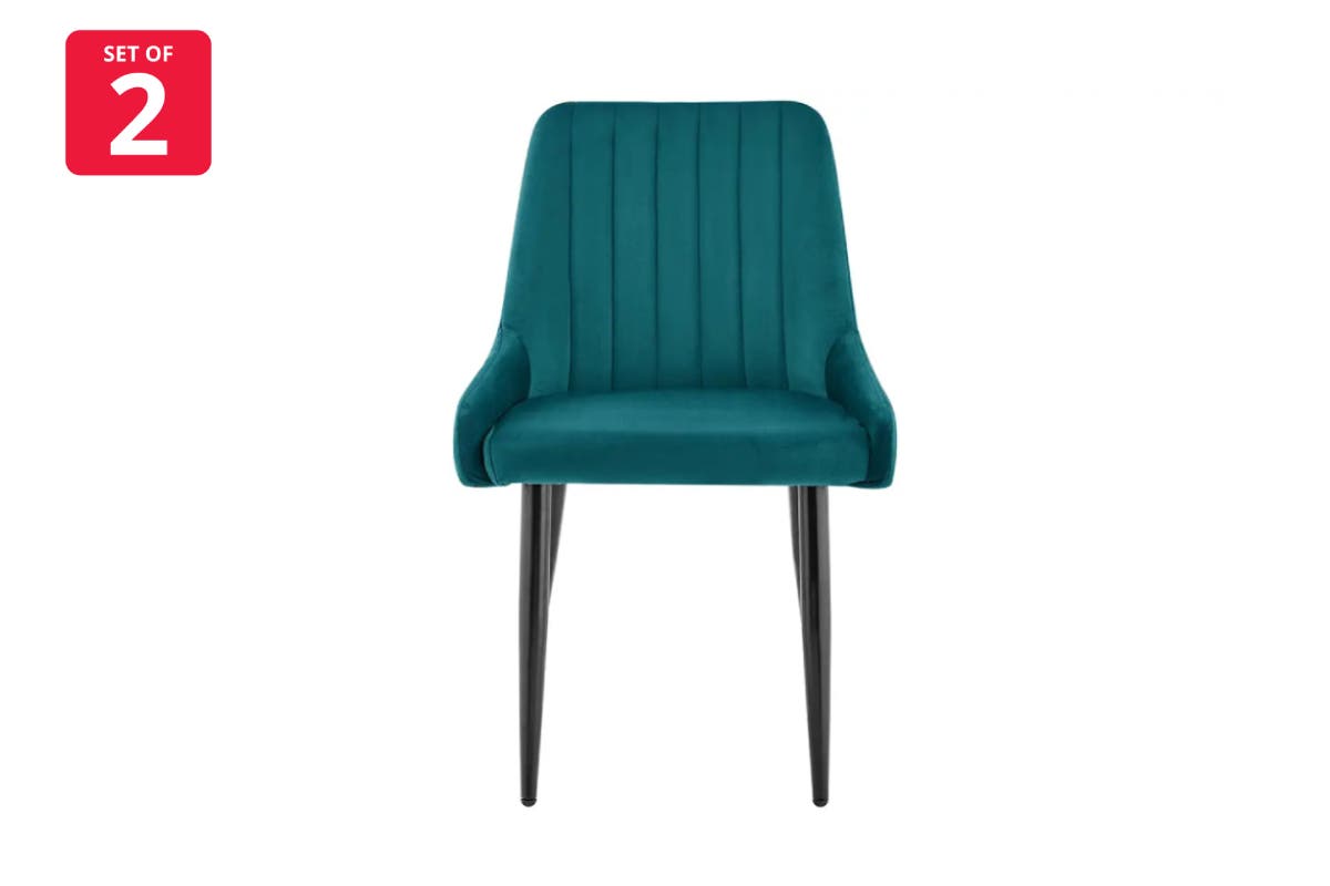 Shangri-La Fremantle Set of 2 Velvet Dining Chairs (Emerald)