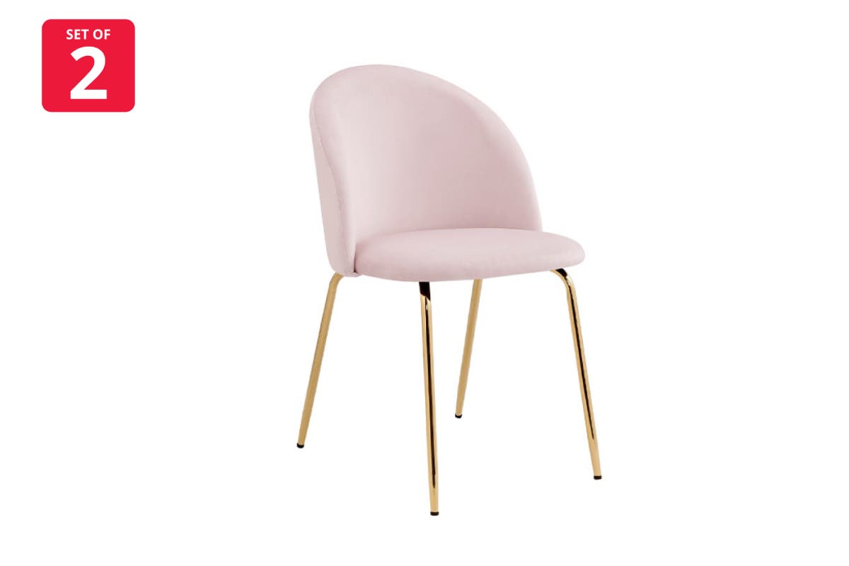 Shangri-La Subiaco Set of 2 Velvet Dining Chairs (Blush)