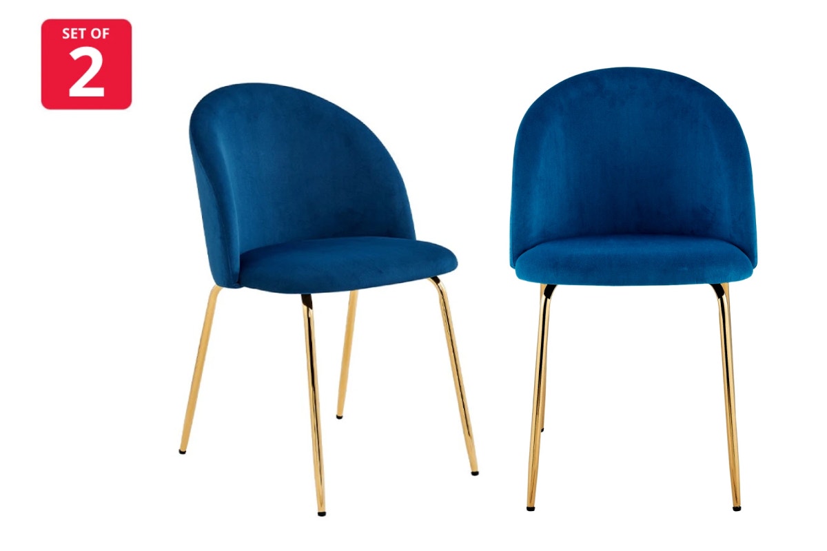 Shangri-La Subiaco Set of 2 Velvet Dining Chairs (Navy)