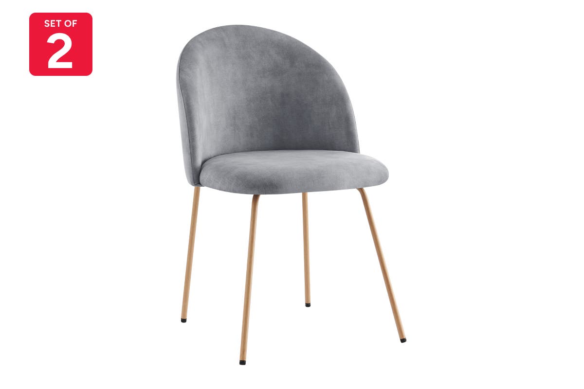 Shangri-La Set of 2 Subiaco Velvet Dining Chairs (Dove Grey)