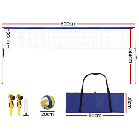 Devanti Sensor6M Portable Volleyball Net Set Adjustable Height Multi-Sport Net with Ball and Bag – view 2