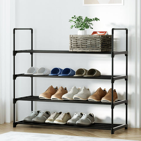 Artiss Shoe Rack 4-tier 16 Pairs Stackable Black - Auzzistore
