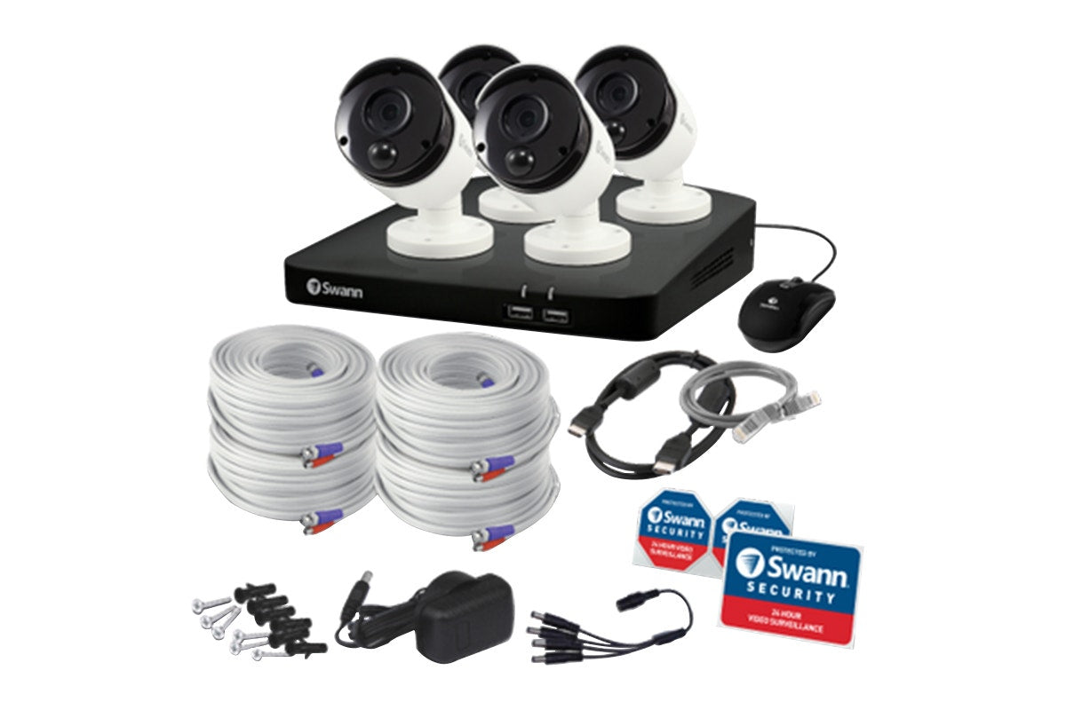 Swann 4 Channel 1TB DVR with 4 x 4K Ultra HD Security Cameras System (SODVK-456804)