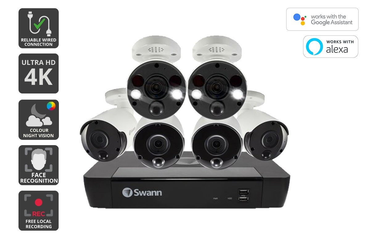 Swann 8 Channel 2TB NVR with 6 x 4K Ultra HD Heat & Motion Detection Security Cameras System (SONVK-886804B2FB)