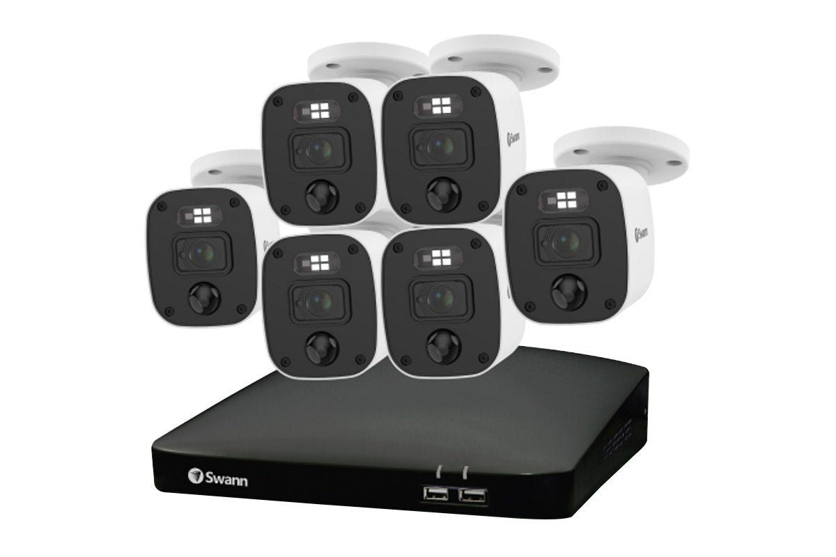 Swann Home 8 Channel 2K DVR 6 x Camera Security System with Mic and 256GB SD Card