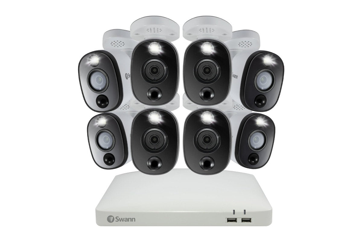 Swann 8 Channel DVR with 8 x 4K Ultra HD Spotlight Security Camera System (SWDVK-85680W8WL)