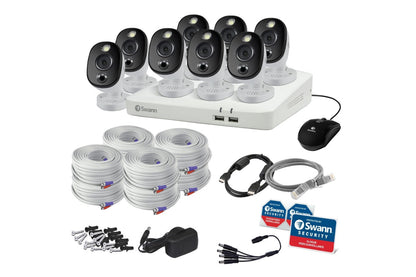 Swann 8 Channel DVR with 8 x 4K Ultra HD Spotlight Security Camera System (SWDVK-85680W8WL)