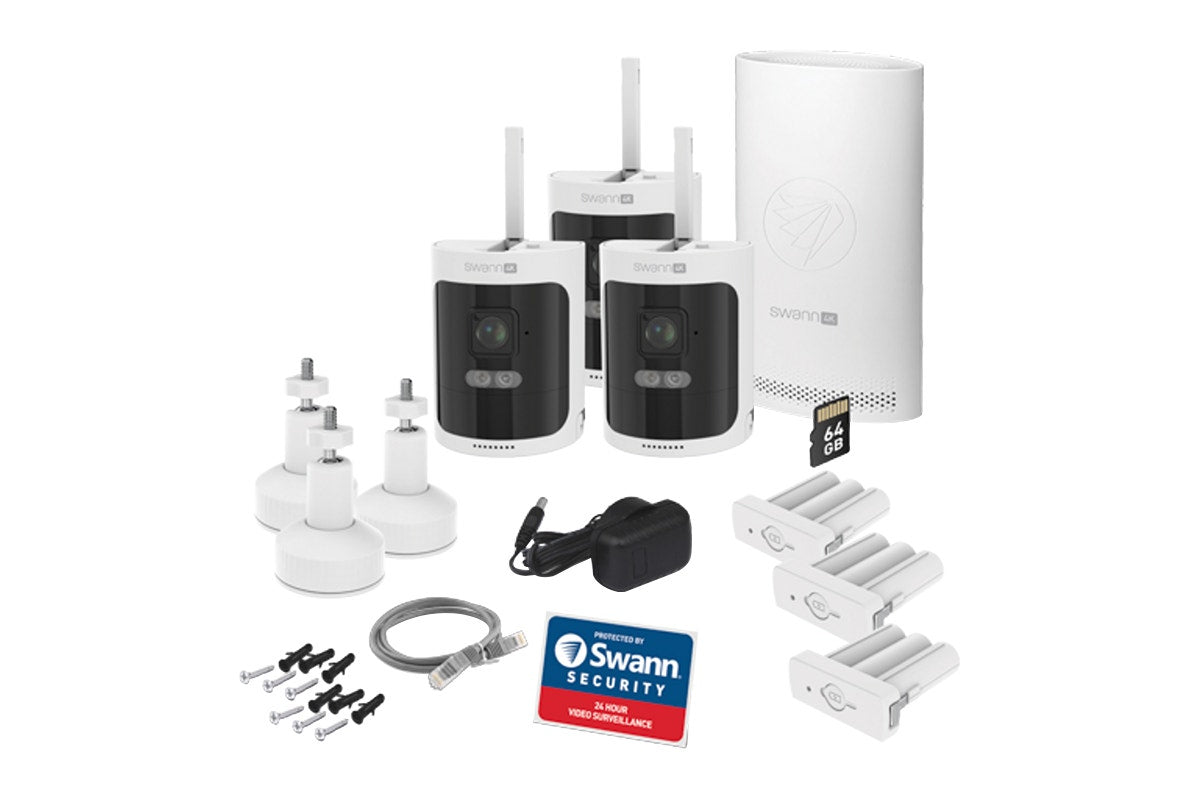 Swann AllSecure 4K Wireless Security Kit with 3 x Wire-Free Cameras & NVR Tower (SWNVK-AS4K800SD3)