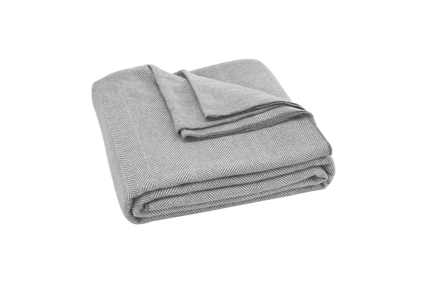 Trafalgar Herringbone Wool Blanket (Grey, Queen/King)