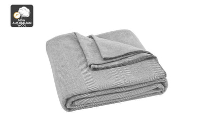 Trafalgar Herringbone Wool Blanket (Grey, Queen/King)