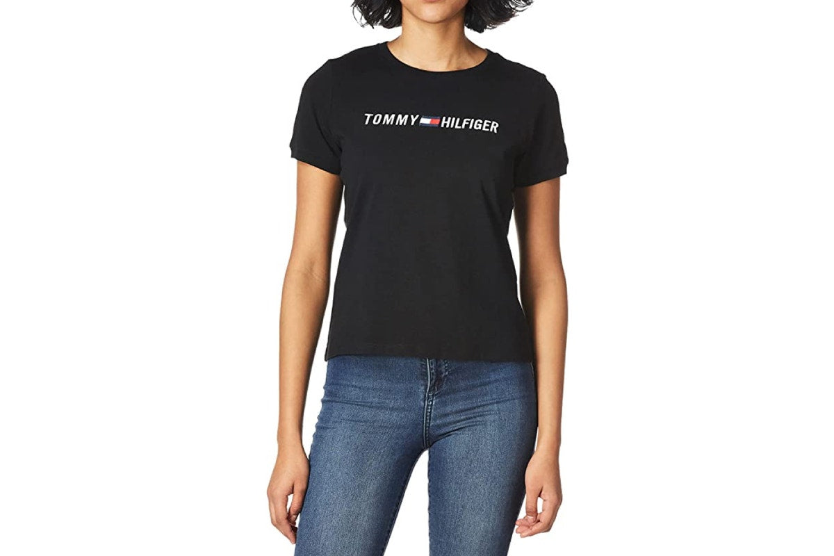 Tommy Hilfiger Sport Women's Short Sleeve Embroidered Logo T-Shirt Black