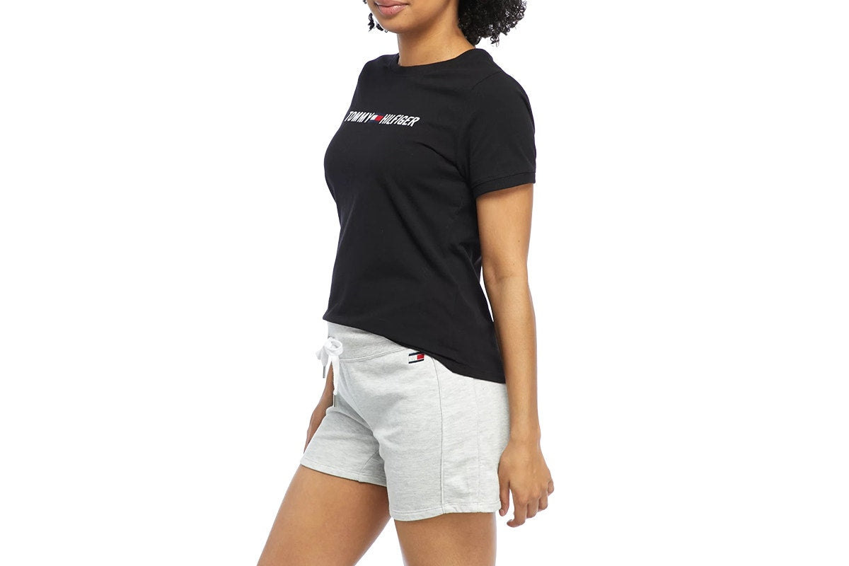 Tommy Hilfiger Sport Women's Short Sleeve Embroidered Logo T-Shirt (Black, Size XS)