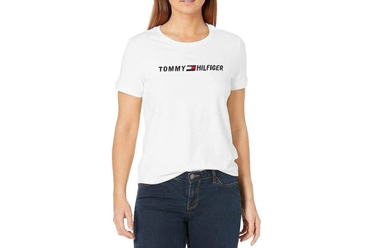 Tommy Hilfiger Sport Women's Short Sleeve Embroidered Logo T-Shirt (White, Size XXL)