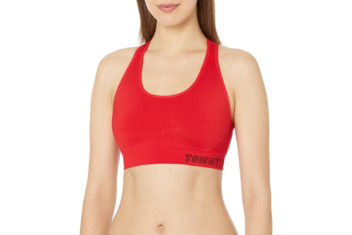 Tommy Hilfiger Sport Women's Seamless Sports Bra (Rich Red, Size XL)