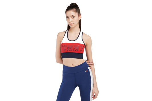 Tommy Hilfiger Sport Women's Long Line Logo Racerback Sports Bra (Navy, Size XS)