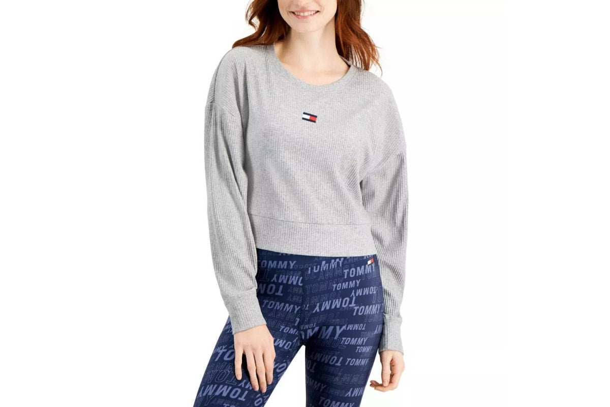 Tommy Hilfiger Sport Women's Brushed Rib Crew Neck Pullover Grey