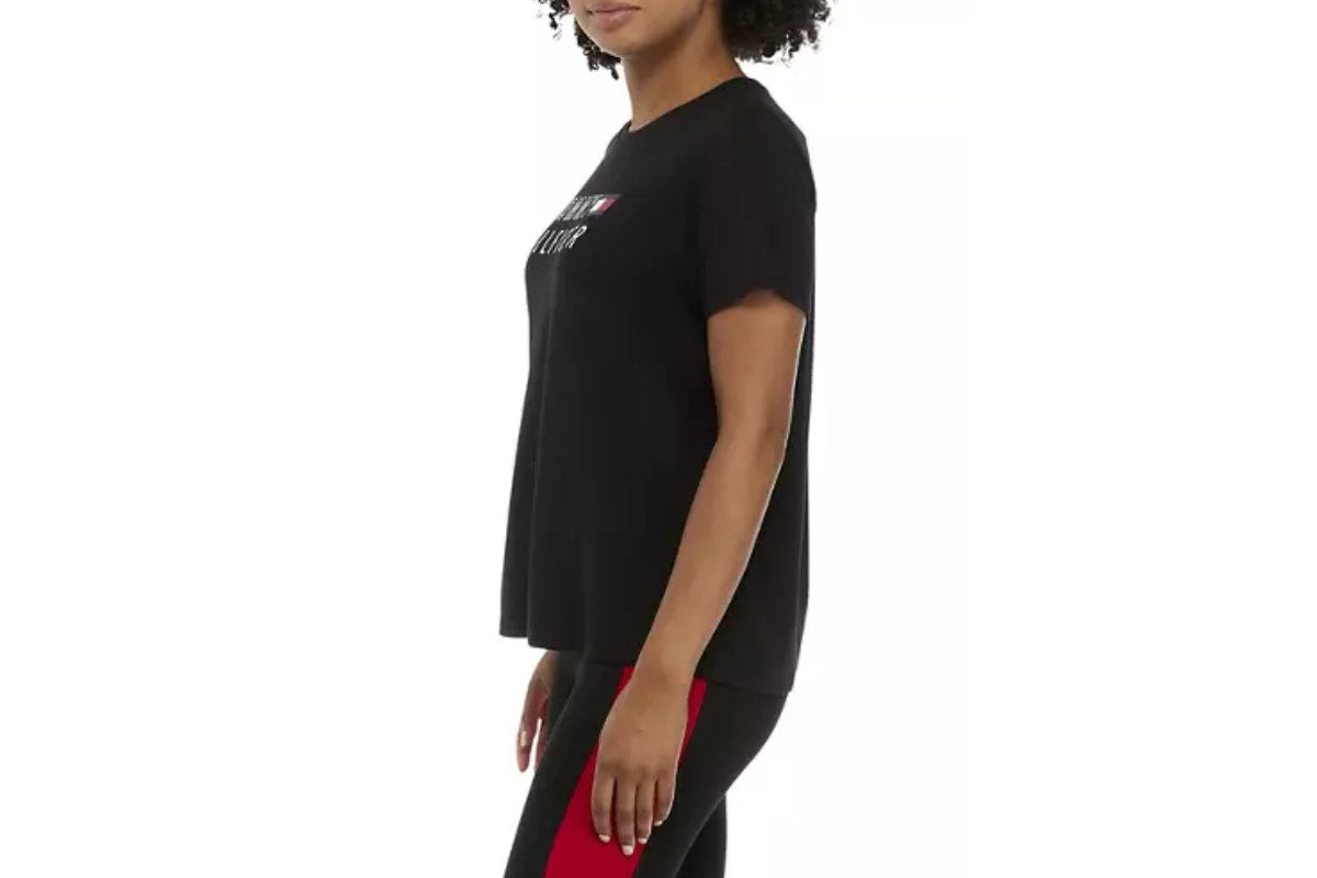 Tommy Hilfiger Sport Women's Short Sleeve Graphic Logo T-Shirt (Black, Size XS)