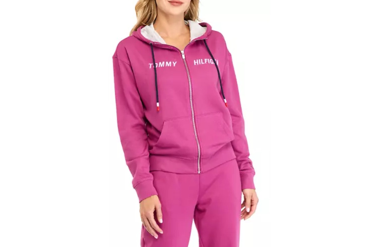 Tommy Hilfiger Sport Women's Zip-Up Embroidered Logo Hoodie (Pink, Size XS)