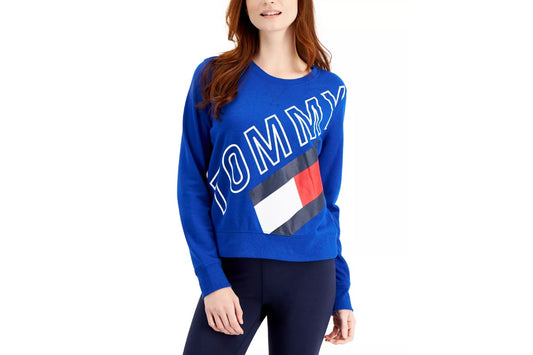 Tommy Hilfiger Sport Women's Logo Cropped Crewneck Sweatshirt (Lapis Blue, Size XS)