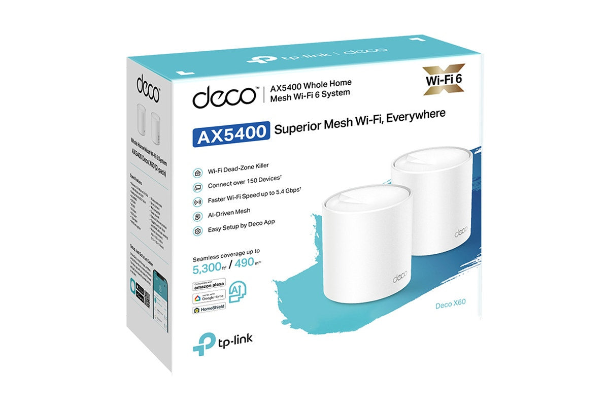 TP-Link Deco X60 AX5400 Whole Home Mesh Wi-Fi 6 System  - 2 Pack)