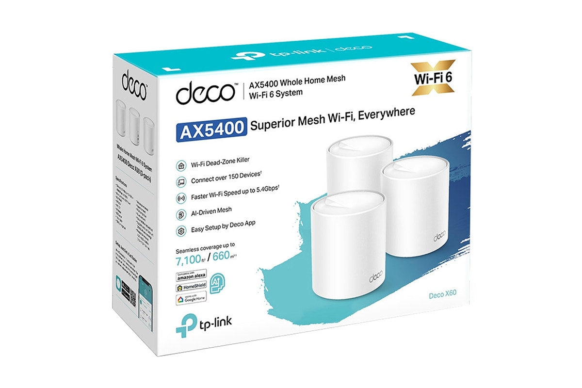 TP-Link Deco X60 AX5400 Whole Home Mesh Wi-Fi 6 System  - 3 Pack)