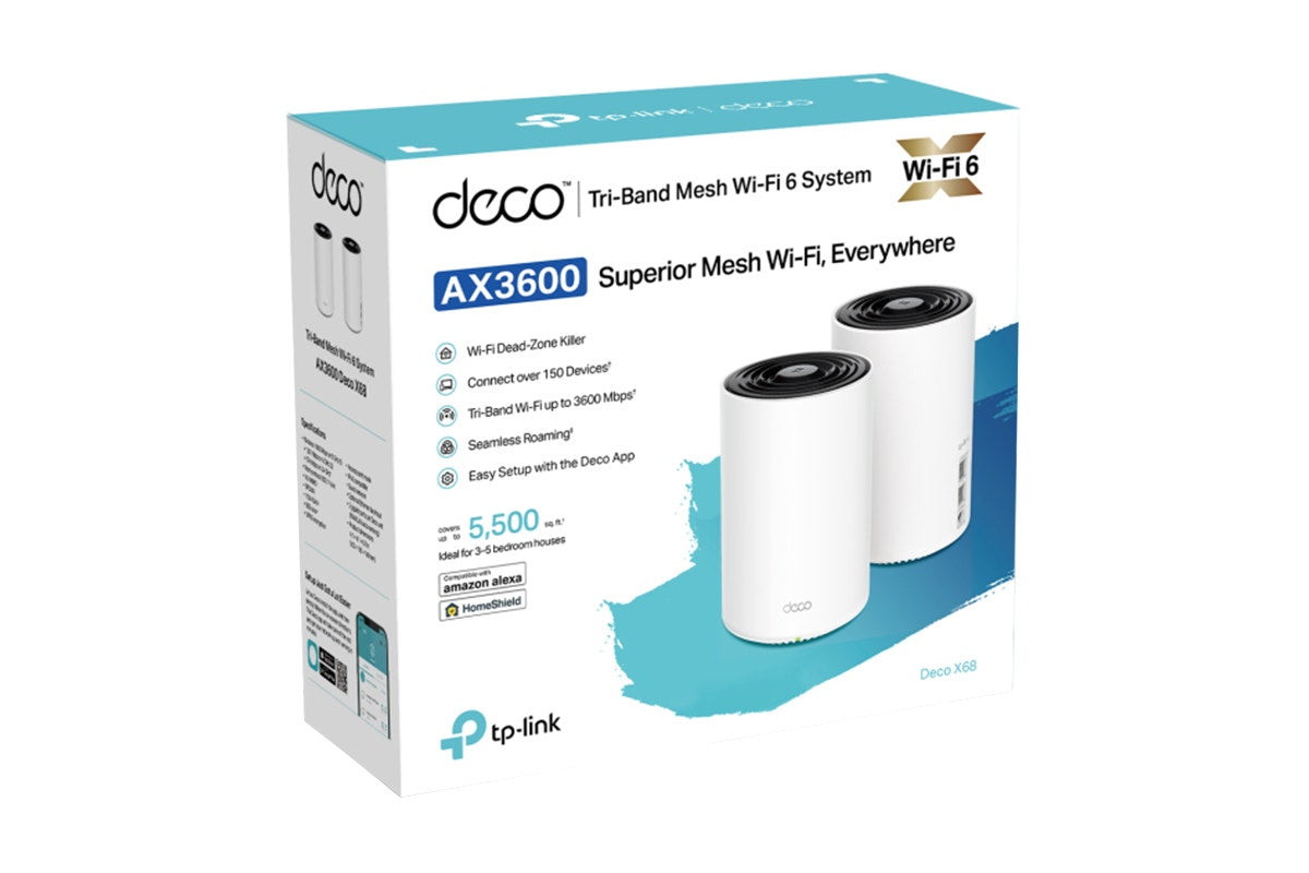TP-Link Deco X68 AX3600 Whole Home Mesh Wi-Fi 6 System  - 2 Pack)