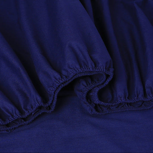 Elan Linen 100% Egyptian Cotton Vintage Washed 500TC Navy Blue Single Bed Sheets Set – view 2