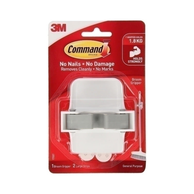 COMMAND Broom Gripper 17007 White BX2 - Secure Broom Holder